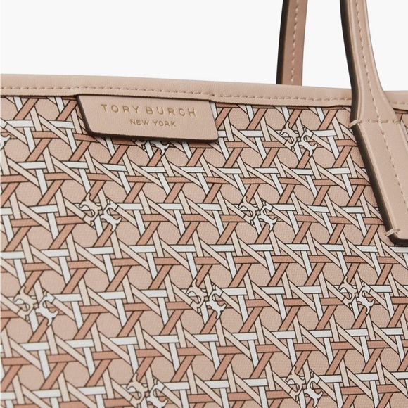 Tory Burch Purse Ever Ready Tote Bag & Pouch Peach Pink Beige Monogram New $298 - Picture 7 of 9